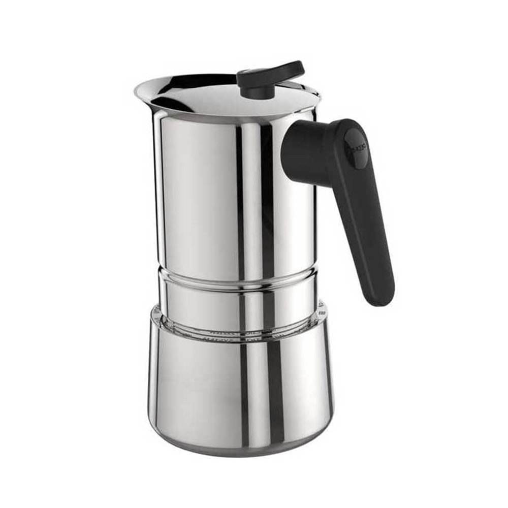 MOKAPOT MANUEL KAHVE DEMLEME ÜNİTESİ - PASLANMAZ 4 CUPS CAFFET- ACCİAİO