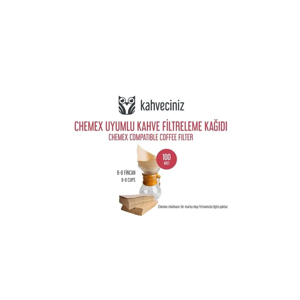 ONE MORE CHEMEX UYUMLU FİLTRE KAHVE KAĞIDI 6-8 CUP 100 ADET