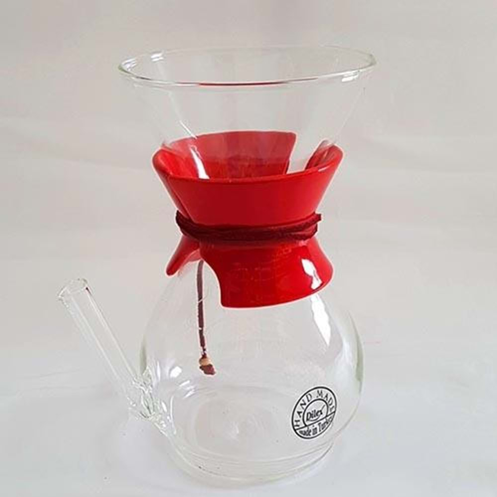 KAHVECİNİZ CHEMEX 6 CUP KIRMIZI KAHVE DEMLEME EKİPMANI