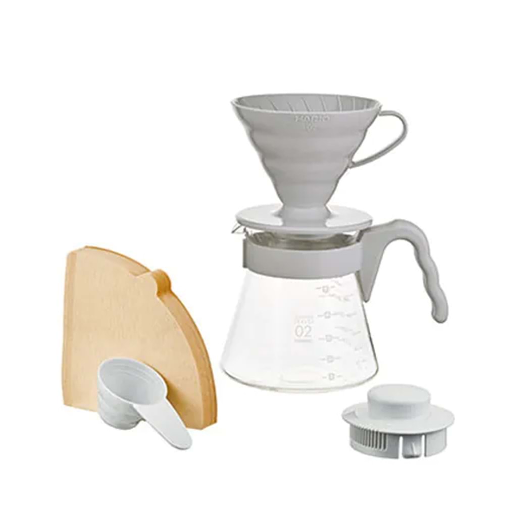 HARİO V60 KAHVE DEMLEME SETİ AÇIK GRİ