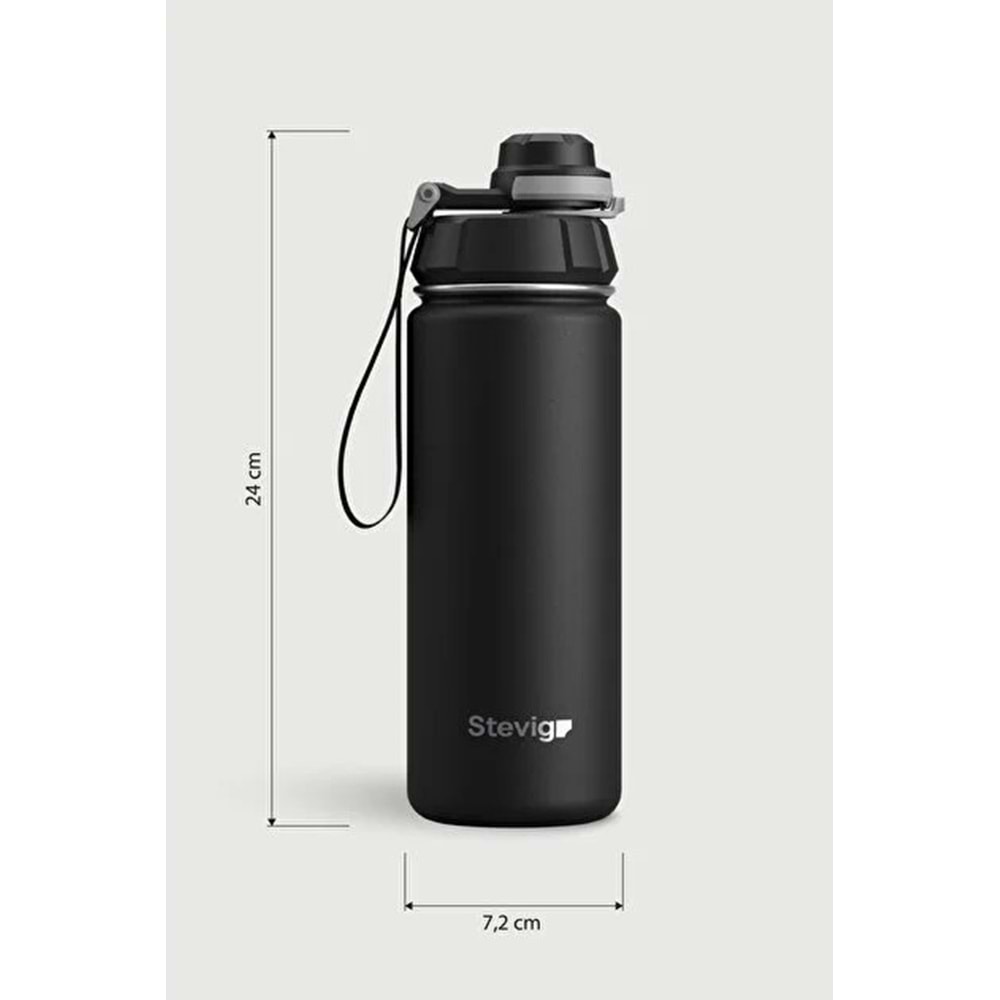 STEVIG 1 HAND LEAK-PROOF SIZDIRMAZ ÇELİK TERMOS 500 ML BLACK ST-207
