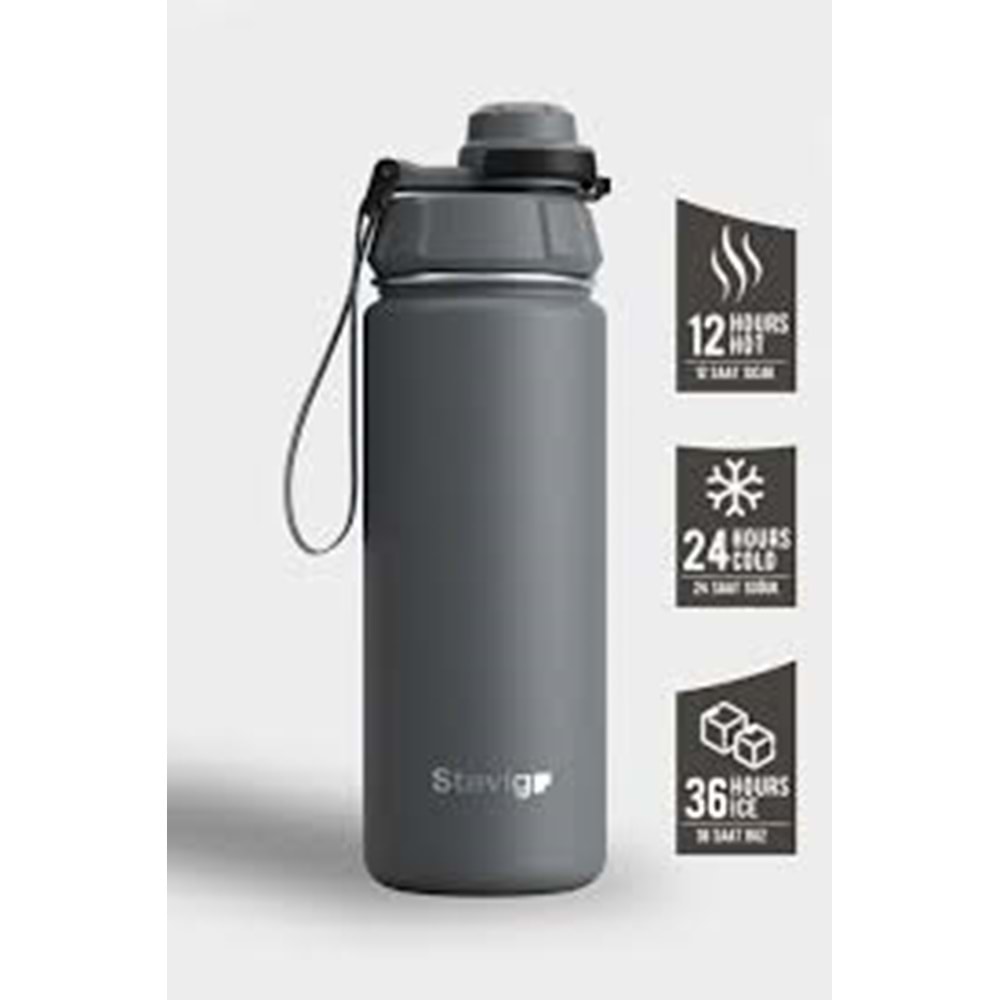 STEVIG 1 HAND LEAK-PROOF SIZDIRMAZ ÇELİK TERMOS 500 ML GREY ST-209