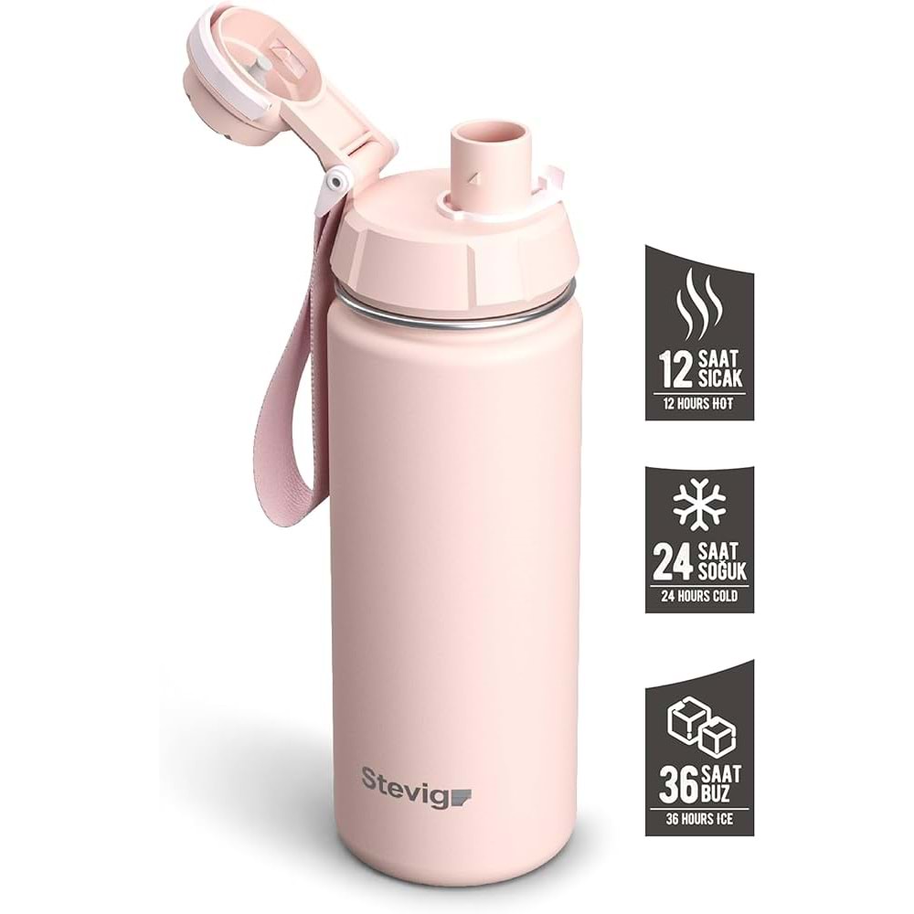 STEVIG 1 HAND LEAK-PROOF SIZDIRMAZ ÇELİK TERMOS 500 ML ICY PINK ST-222