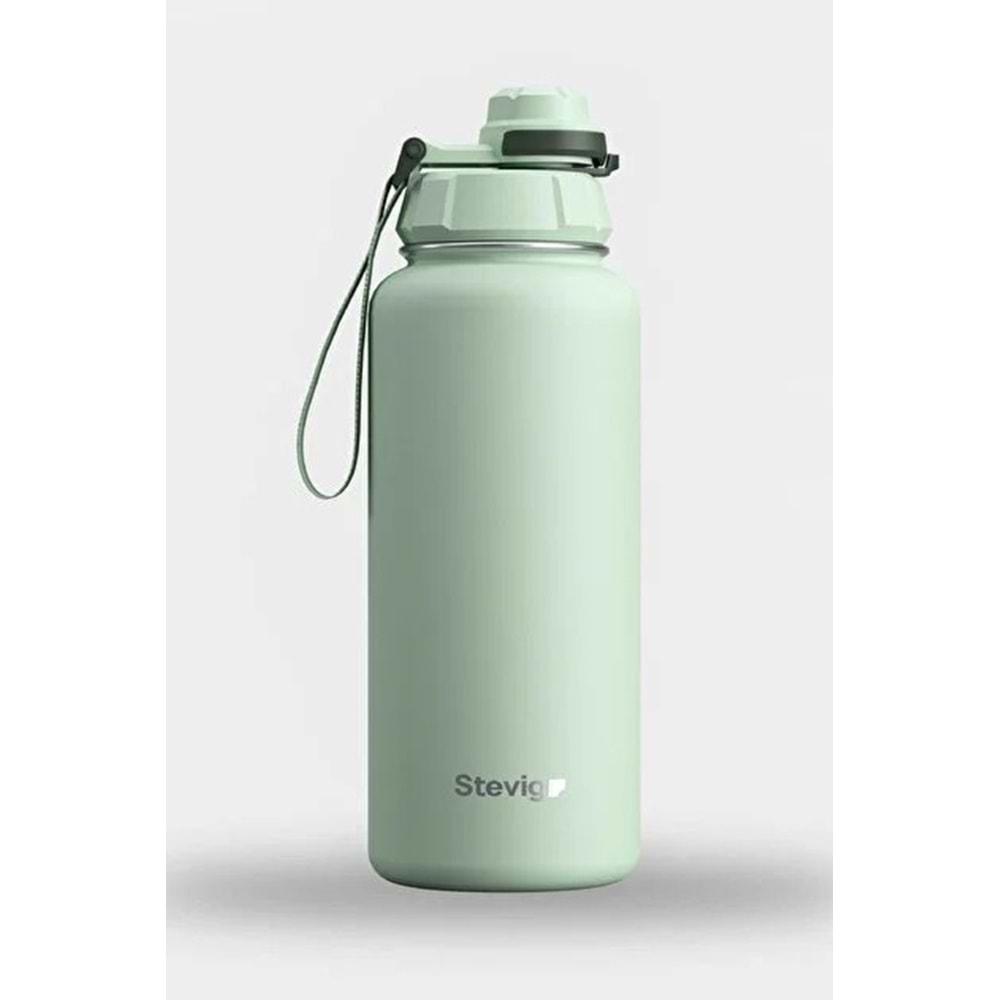 STEVIG 1 HAND LEAK-PROOF SIZDIRMAZ ÇELİK TERMOS 1000 ML SMOKE GREEN ST-218