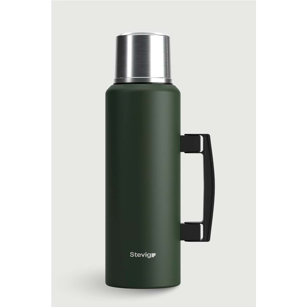 STEVIG 4 CAMP KLASİK VAKUMLU KULPLU ÇELİK TERMOS 1.5 LT. GREEN ST-206