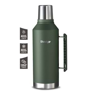 STEVIG 1 CAMPER KLASİK KULPLU SIZDIRMAZ ÇELİK TERMOS 2.2 LT. GREEN ST-260
