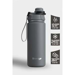STEVIG 1 HAND LEAK-PROOF SIZDIRMAZ ÇELİK TERMOS 500 ML GREY ST-209