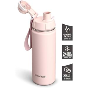 STEVIG 1 HAND LEAK-PROOF SIZDIRMAZ ÇELİK TERMOS 500 ML ICY PINK ST-222