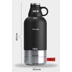 STEVIG 4 MULTI-CUP ÇELİK TERMOS 1.9 LT. BLACK ST-212