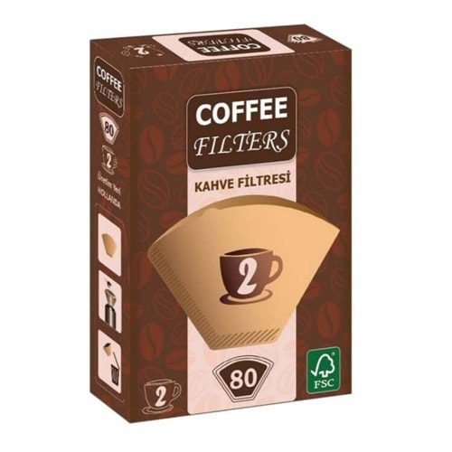 COFFEE FİLTERS 2 NUMARA KAHVERENGİ FİLTRE KAHVE KAĞIDI 80 ADET