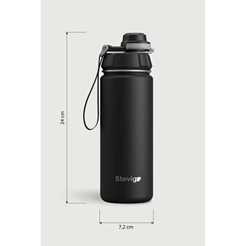STEVIG 1 HAND LEAK-PROOF SIZDIRMAZ ÇELİK TERMOS 500 ML BLACK ST-207