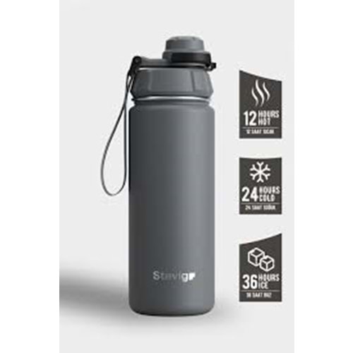 STEVIG 1 HAND LEAK-PROOF SIZDIRMAZ ÇELİK TERMOS 500 ML GREY ST-209